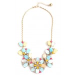‘Bungalow Bouquet’ Pastel Shell Flower Statement Necklace